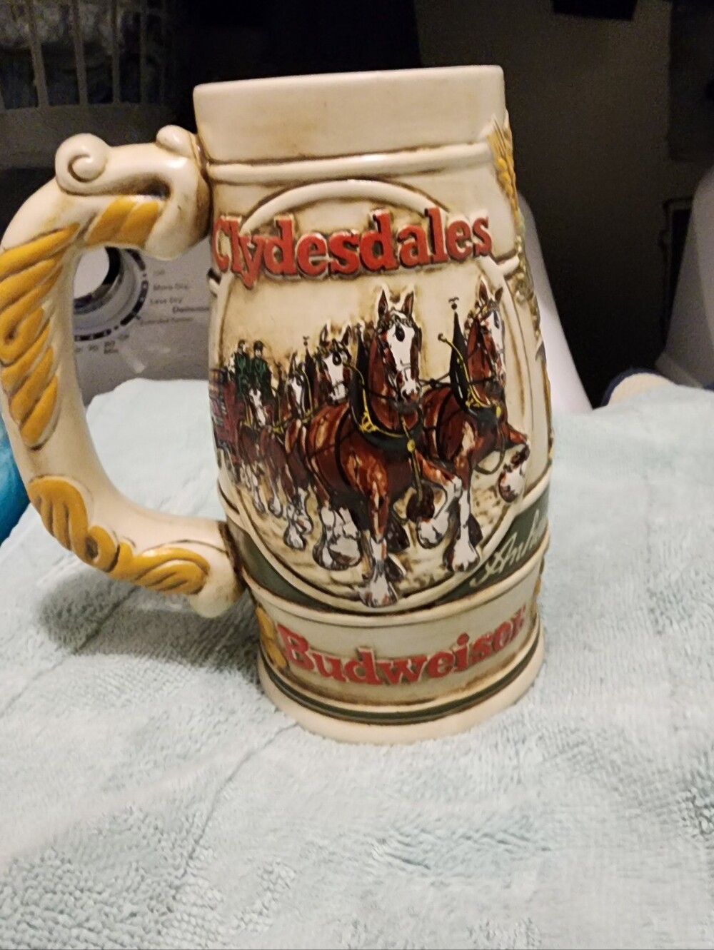 Budweiser Clydesdales Ceramic Beer Stein - Cream and Brown